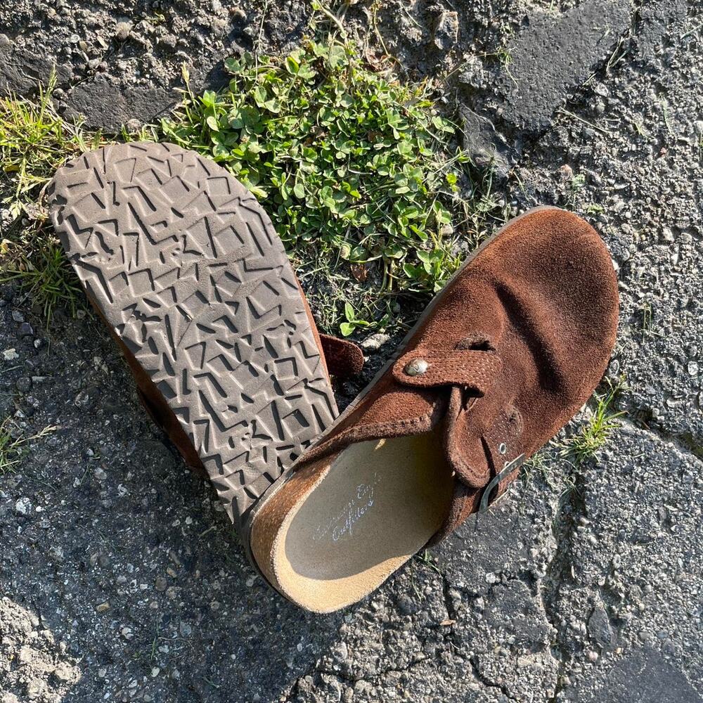 Vintage American Eagle Suede Brown Clog Slide On Sandals Size 7 - Picture 5 of 8